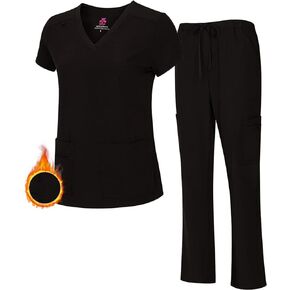 M&M SCRUBS Women's Breathable Cool Stretch Fabric Scrub Top and cargo Pant Set