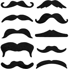 KICNIC 60 Pcs Black Fake Mustaches Self Adhesive (10 Designs) Novelty Hairy Beard Costume Facial Hair for Christmas Party Supplies Decorations, Suitable for All Ages