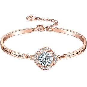 Aihitero Mothers Day ‘Badass Daughter’ Gifts, ‘Always My Daughter Forever My Friend’ Bangle Bracelet, ‘Mother/Father Daughter Forever Love’ Women Girls Jewelry, Christmas Birthday Present from Dad Mom