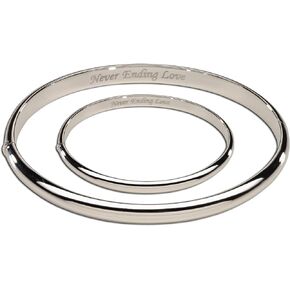 Cherished Moments Sterling Silver Mom and Me Bangle Set with Never Ending Love Inscription for Mother and Daughter