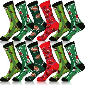 Vabean 12 Pairs Boys Socks Football Gifts for Boys, Funny Boys Socks Boys Football Socks Basketball Gifts Baseball Gifts for Boys 8-12 Teens Adults Gifts Football Sports