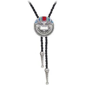 JPJZY BRBAM Round Shape American Hero Medal Bolo Tie Vintage Style Leather Necktie Gift for Your Hero
