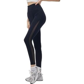 Women's Hight Waist Yoga Pants No Front Rise Seam Gym Workout Leggings Fitness Mesh Leggings in Kuwait