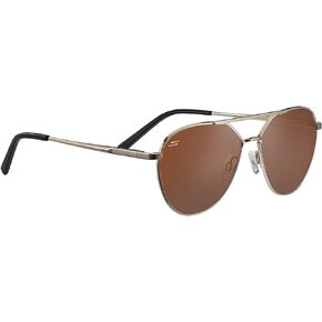 Serengeti Odell Polarized Rectangular Sunglasses, Shiny Light Gold, Large