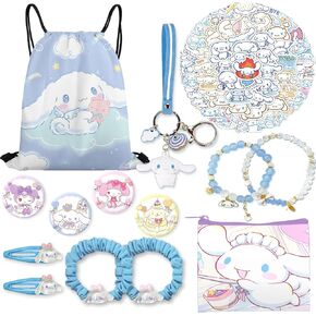 Cinnamoroll stuff Gift Set for Women including Drawstring Bag,Keychain,Stickers,Button Pins,Charm Bracelet,Hairpin Headbands,Coin Bag in Saudi Arabia