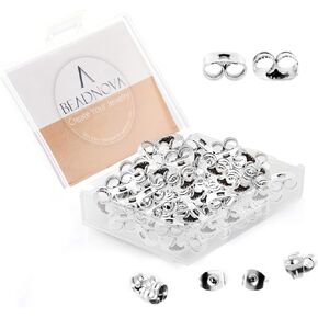 BEADNOVA Earring Backs Stainless Steel Earring Backings for Studs Hypoallergenic Surgical Locking Earring Backs for Posts (60 pcs)