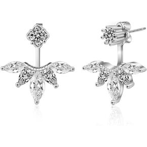Enthana Ear Jacket Earrings Cubic Zirconia Bridal Front Back Earrings Stud Earrings for Women