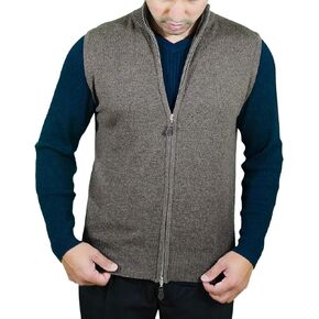 Cashmere Boutique: Men's Zip Vest Sweater in 100% Pure Cashmere Slim Fit (Black, Sizes: S/M/L/XL)