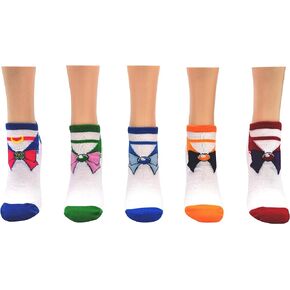 Sailor Moon Lowcut Socks (5 Pair Pack) - Girls Uniform Socks - Fits Ladies Shoe Size 4-10