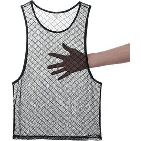 Men's Sports Tank Top Summer Sleeveless Mesh See Through Sexy Round Neck Casual Loose Fit