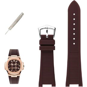 XIW Compatible for Patek Philippe Nautilus PP 5711 1A010 5712 5712G 5726 5980 25mm×13mm Rubber Watch Band Replacement for men Silicone Wirstband Strap women Bracelet