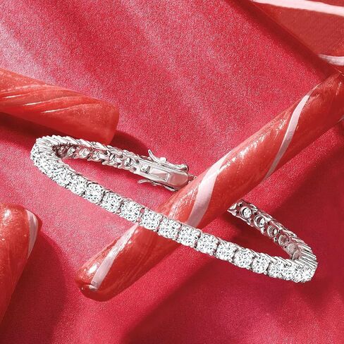 Moissanite Tennis Bracelet, 925 Sterling Silver Adjustable Bracelet D Color VVS1 Round Brilliant Cut Lab Created Moissanite Dainty Bracelet for Women in Saudi Arabia