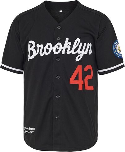 Men's Black Legend Baseball Jersey #42 Vintage Embroidered Retro Hip Hop Jersey Stitched in Saudi Arabia
