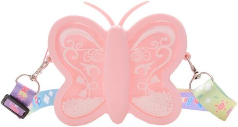 محفظة كروس للفتيات الصغيرات حقيبة كتف لطيفة على شكل فراشة الأميرة سيليكون للعملات المعدنية مع حزام قابل للتعديل (وردي) in Kuwait