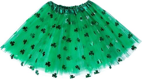 Liatunou Green Tutu للنساء والفتيات الكبيرات، تنانير توتو شامروك خضراء لعيد القديس باتريك، تنانير تول لأزياء الهالوين in Kuwait