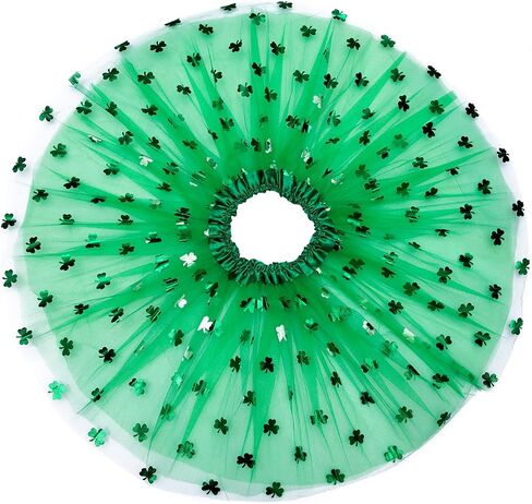 Liatunou Green Tutu للنساء والفتيات الكبيرات، تنانير توتو شامروك خضراء لعيد القديس باتريك، تنانير تول لأزياء الهالوين in Kuwait