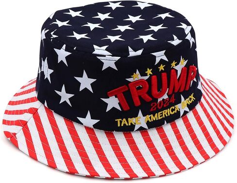 قبعة MAGA Bucket Hat Trump 2024 Flag Cap Take America Back دونالد ترامب للجنسين في الهواء الطلق in Saudi Arabia