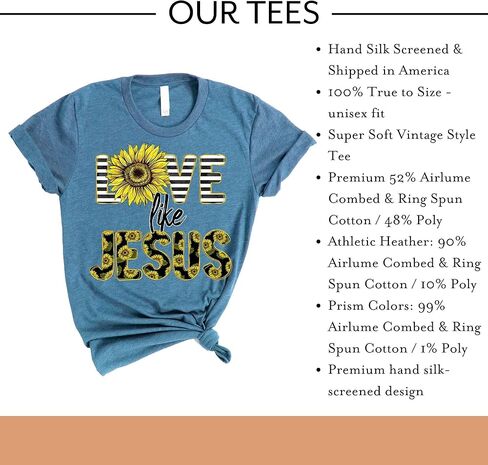 الحب في الإيمان | الحب مثل يسوع كم قصير | قمصان مسيحية مطبوعة برسوم جرافيك | الملابس المبنية على الإيمان | هدايا عيد الفصح in Kuwait