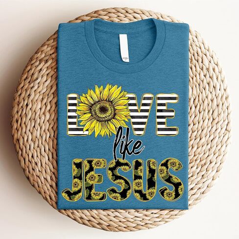 الحب في الإيمان | الحب مثل يسوع كم قصير | قمصان مسيحية مطبوعة برسوم جرافيك | الملابس المبنية على الإيمان | هدايا عيد الفصح in Kuwait