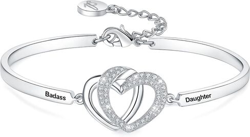 Aihitero Mothers Day ‘Badass Daughter’ Gifts, ‘Always My Daughter Forever My Friend’ Bangle Bracelet, ‘Mother/Father Daughter Forever Love’ Women Girls Jewelry, Christmas Birthday Present from Dad Mom in Saudi Arabia