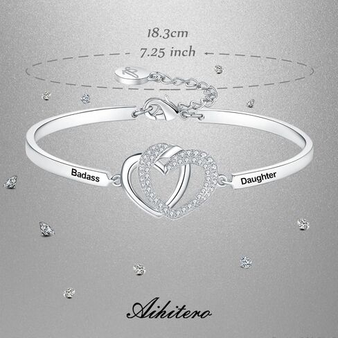 Aihitero Mothers Day ‘Badass Daughter’ Gifts, ‘Always My Daughter Forever My Friend’ Bangle Bracelet, ‘Mother/Father Daughter Forever Love’ Women Girls Jewelry, Christmas Birthday Present from Dad Mom in Saudi Arabia