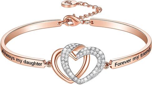 Aihitero Mothers Day ‘Badass Daughter’ Gifts, ‘Always My Daughter Forever My Friend’ Bangle Bracelet, ‘Mother/Father Daughter Forever Love’ Women Girls Jewelry, Christmas Birthday Present from Dad Mom in Saudi Arabia