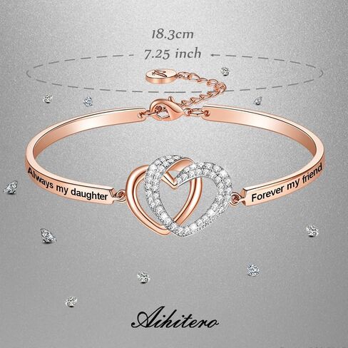 Aihitero Mothers Day ‘Badass Daughter’ Gifts, ‘Always My Daughter Forever My Friend’ Bangle Bracelet, ‘Mother/Father Daughter Forever Love’ Women Girls Jewelry, Christmas Birthday Present from Dad Mom in Saudi Arabia
