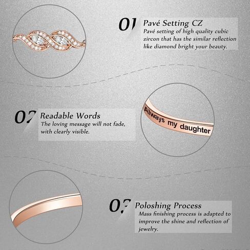 Aihitero Mothers Day ‘Badass Daughter’ Gifts, ‘Always My Daughter Forever My Friend’ Bangle Bracelet, ‘Mother/Father Daughter Forever Love’ Women Girls Jewelry, Christmas Birthday Present from Dad Mom in Saudi Arabia