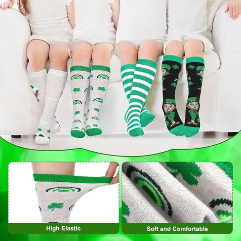 Breathffy 12 Pairs Kids St. Patrick's Day Crew Socks Kids Novelty Crew Socks Novelty Design Crew Socks for Kids Boys Girls Fits Kids 6-15 Years in Saudi Arabia