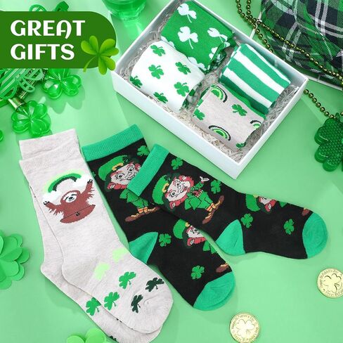 Breathffy 12 Pairs Kids St. Patrick's Day Crew Socks Kids Novelty Crew Socks Novelty Design Crew Socks for Kids Boys Girls Fits Kids 6-15 Years in Saudi Arabia