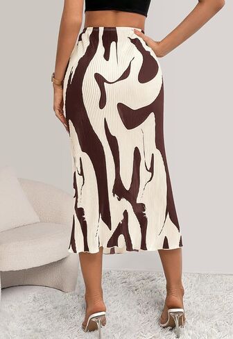 تنورة PRETTYGARDEN النسائية لصيف 2024 بخصر عالٍ وطباعة جرافيك تنانير طويلة بطيات على شكل حرف A للنساء تنورة متوسطة الطول عصرية من Plisse in Saudi Arabia