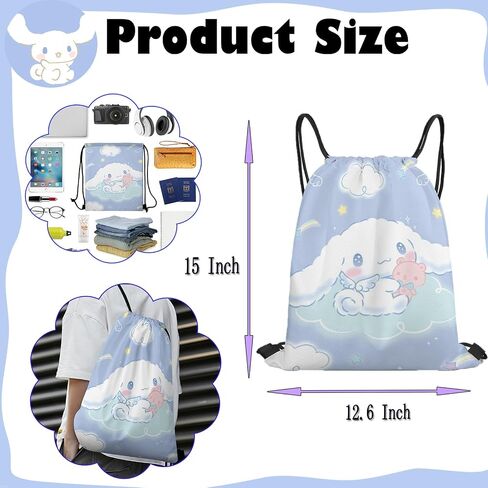 Cinnamoroll stuff Gift Set for Women including Drawstring Bag,Keychain,Stickers,Button Pins,Charm Bracelet,Hairpin Headbands,Coin Bag in Saudi Arabia