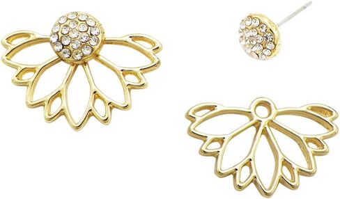 Rosemarie Collections Women's Rhinestone Flower Ear Jacket Post Earrings in Saudi Arabia
