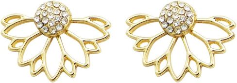 Rosemarie Collections Women's Rhinestone Flower Ear Jacket Post Earrings in Saudi Arabia