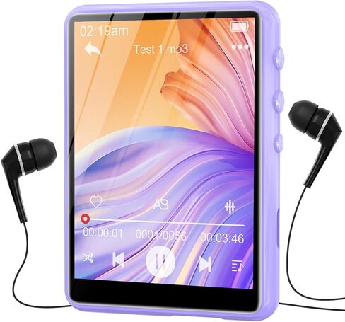 Mp3 Player, 2.4" MP3 Players with Bluetooth 5.3, HiFi Music Player Supports FM Radio, Voice Recording, E-Book, Portable Digital Music Player Built-in HD Speaker, Earphones Included, Purple in Saudi Arabia