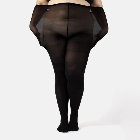 CALZITALY Plus Sizes Anti-Chafing Opaque Tights | 60 DEN | L - 4XL | Black | Italian Hosiery in Kuwait