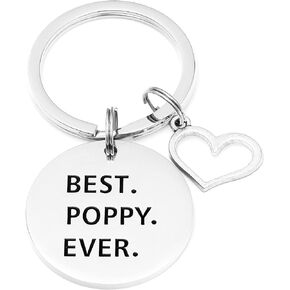Poppy Gifts Keychain for Men Poppys Key Chain Jewelry Poppy Charm Merch Worlds Best Pappy Stuff Items Present Best Poppy Ever Keyring Poppy Keychain