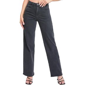 YMI Women’s Curvy Retro 90’s Fit Relaxed Wide Leg Jeans