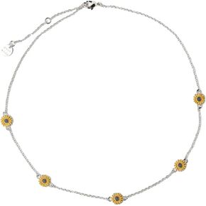 Small Sunflower Choker Necklace Cute Silver You are My Sunshine Vintage Pendant Jewelry Handmade Birthday Gifts for Mom Women Daughter Garden Daisy Sun Flower