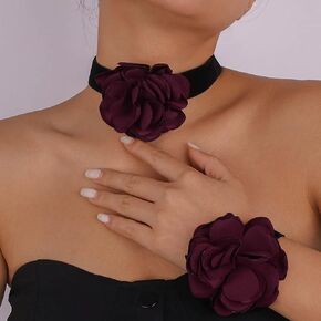 CLOACE القوطية المختنق القلائد الأحمر روز الرقبة مجوهرات أنيقة طوق قلادة قابل للتعديل زي للنساء in Kuwait