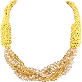 Firstmeet multi-layer Chunky glass beads Rope necklace for Women