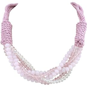 Firstmeet multi-layer Chunky glass beads Rope necklace for Women