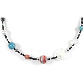 The Nine Planets Choker, The Solar System in Assorted Stones, 17 Inches Adjustable