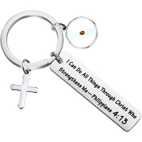 FEELMEM Mustard Seed Faith Keychain I Can Do All Things Through Christ Who Strengthens Me Inspiration Jewelry