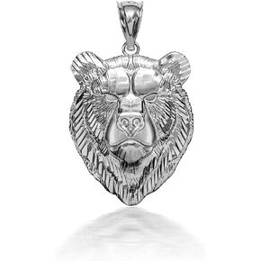 Claddagh Gold Norse Slavic Jewelry Silver Wild Viking Bear Head Pendant Necklace with Rolo Chain and Pendant only