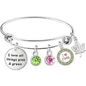 CWSEN Greek Sorority Bracelet Gift for Women Sorority Paraphernalia Gift Jewelry for Girls Graduation Gifts Pink and Green Bracelet