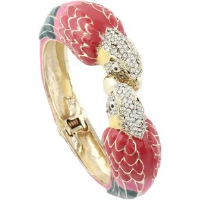 EVER FAITH Women's Austrian Crystal Enamel Parrot Bird Bangle Bracelet Gold-Tone