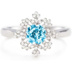 STORYJEWELLERY Story Jewellery Snowflake Promise Rings for Women, Silver Plated Cubic Zirconia Dainty Snowflake Statement Rings for Women, Birthday Christmas Valentines Gifts Rings for Women