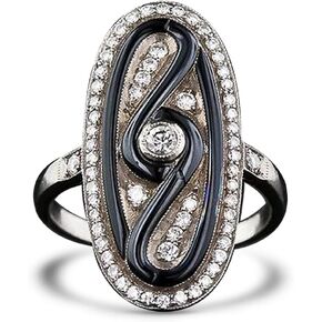 SWBRJ Full Cubic Zirconias Wide Ring,S925 Sterling Silver Cocktail Party Ring,Luxurious CZ Crystal Full Finger Wide Dome Eternity Wedding Engagement Ring Jewelry Gift for Girls Women Her
