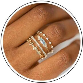 LUCSUL Stackable Gold Rings Set for Womem Dainty 14K Gold Plated Non Tarnish Stackable Rings Cubic Zirconia Stacking Ring for Girls Size 6-10 Wedding Rings for Women Aesthetic Jewelry Gifts
